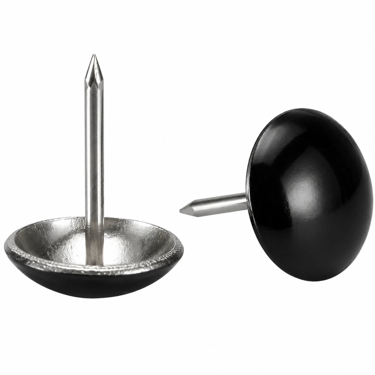 QUARKZMAN 50 Möbelnägel, 16 mm x 20 mm Rundkopf, dekorative Polsterstifte in glänzendem Schwarz