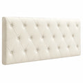 Modernes Polsterbett mit Knopfheftung, werkzeugfreie Montage, vielseitiger Stil, 140 cm, Beige