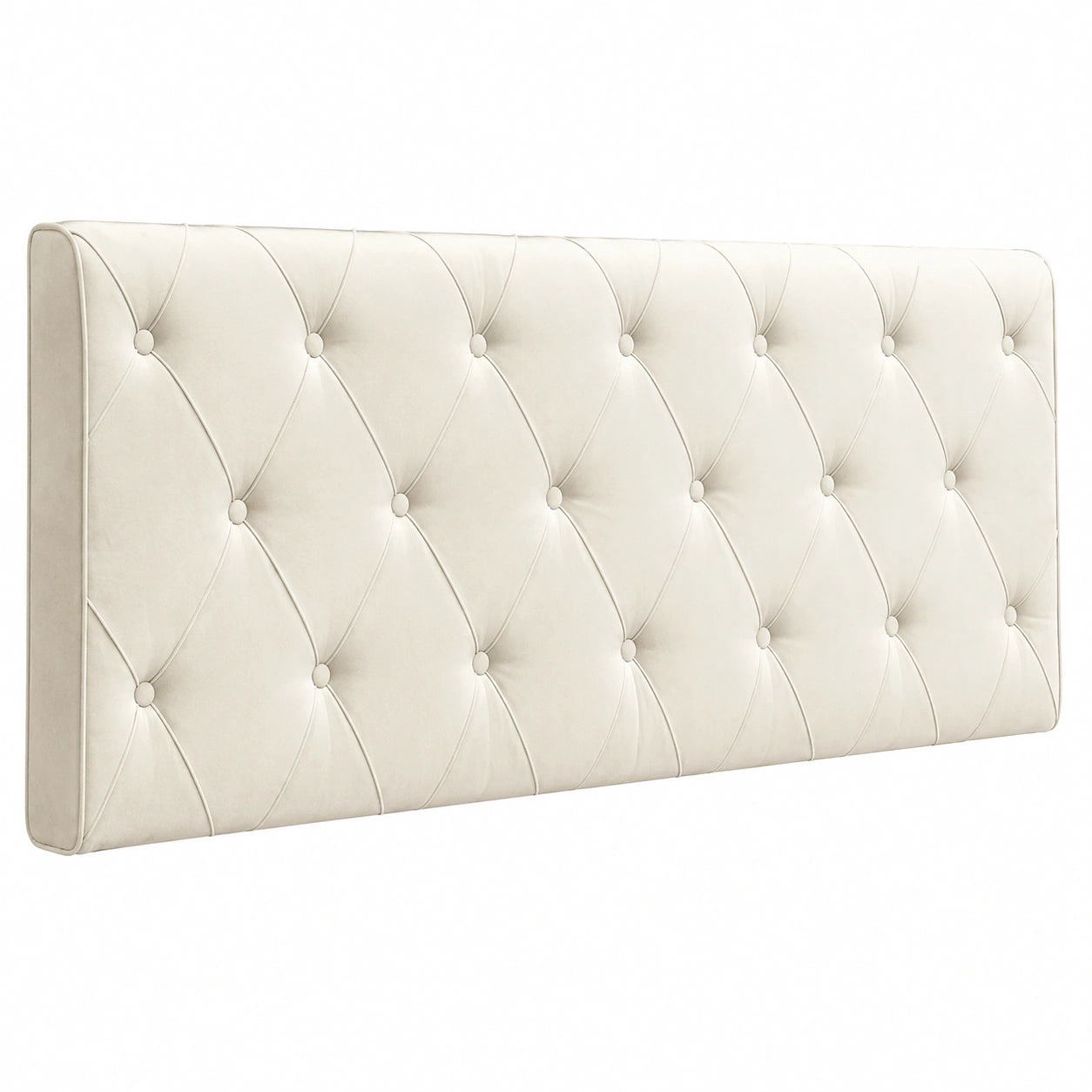 Modernes Polsterbett mit Knopfheftung, werkzeugfreie Montage, vielseitiger Stil, 140 cm, Beige