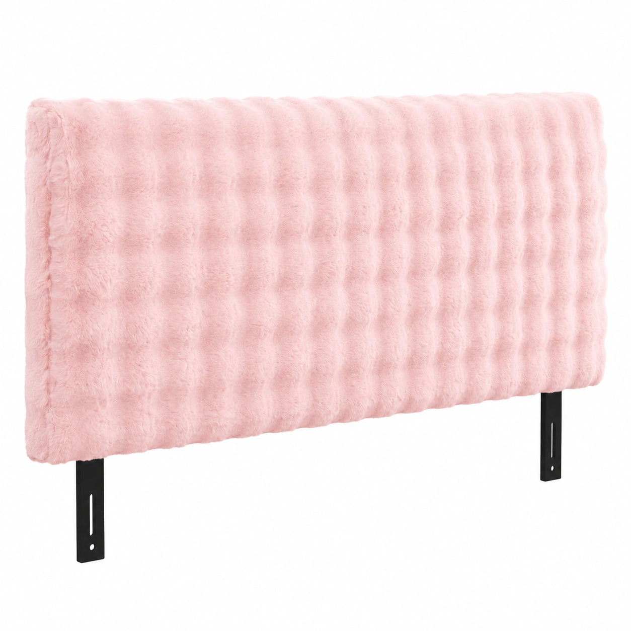 Chickwin Plüsch-Kopfteilbezug mit Taschen, waschbar und abnehmbar, Staubschutz für Schlafzimmer, 190 cm, Rosa