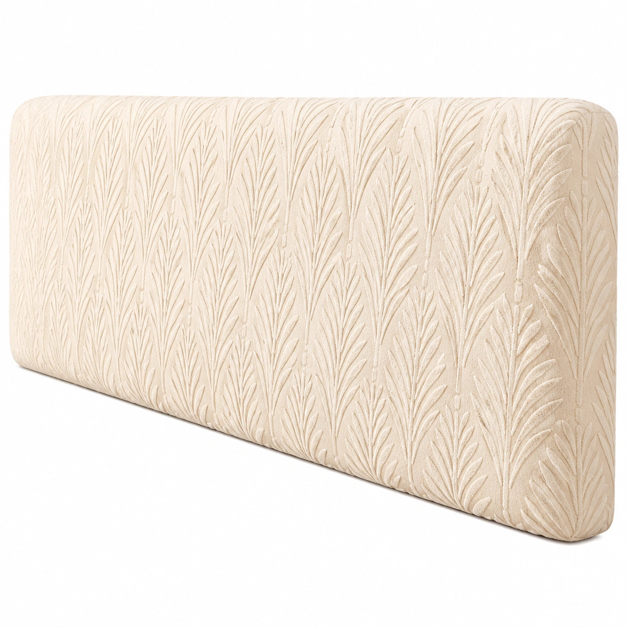 Elastischer Kopfteilbezug mit Blattmuster, Staubdicht und Verdickt, Beige 180cm
