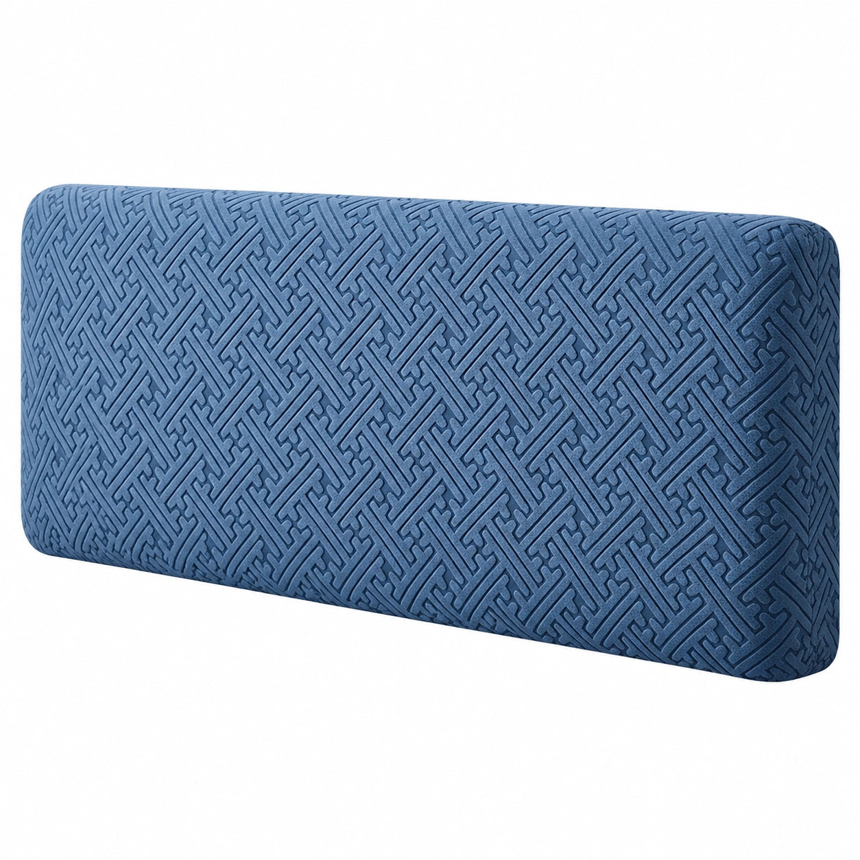 Jacquard Kopfteilbezug Waschbar und Abnehmbar - Schutzbezug für Bettkopfteil, Blau-Stil 4, 150cm